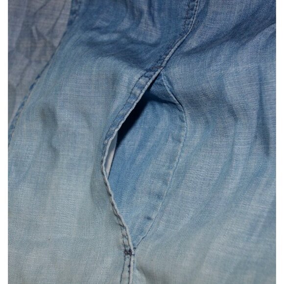 Chico's 1 Blue Ombre Open Front Chambray Shacket Jacket Size M 8 Pockets - Picture 9 of 13